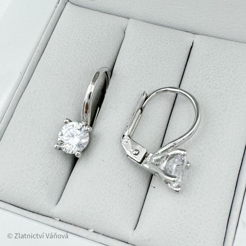 Bílé zlato náušnice se zirkony na klapku